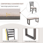 Ensemble de salle à manger rustique gris 6 pièces avec table rectangulaire et 4 chaises