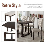 Ensemble de salle à manger en bois 6 pièces Espresso Retro avec table rectangulaire et 4 chaises