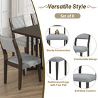 Ensemble de salle à manger de style ferme en bois extensible de 9 pièces avec 2 rallonges amovibles et 8 chaises rembourrées