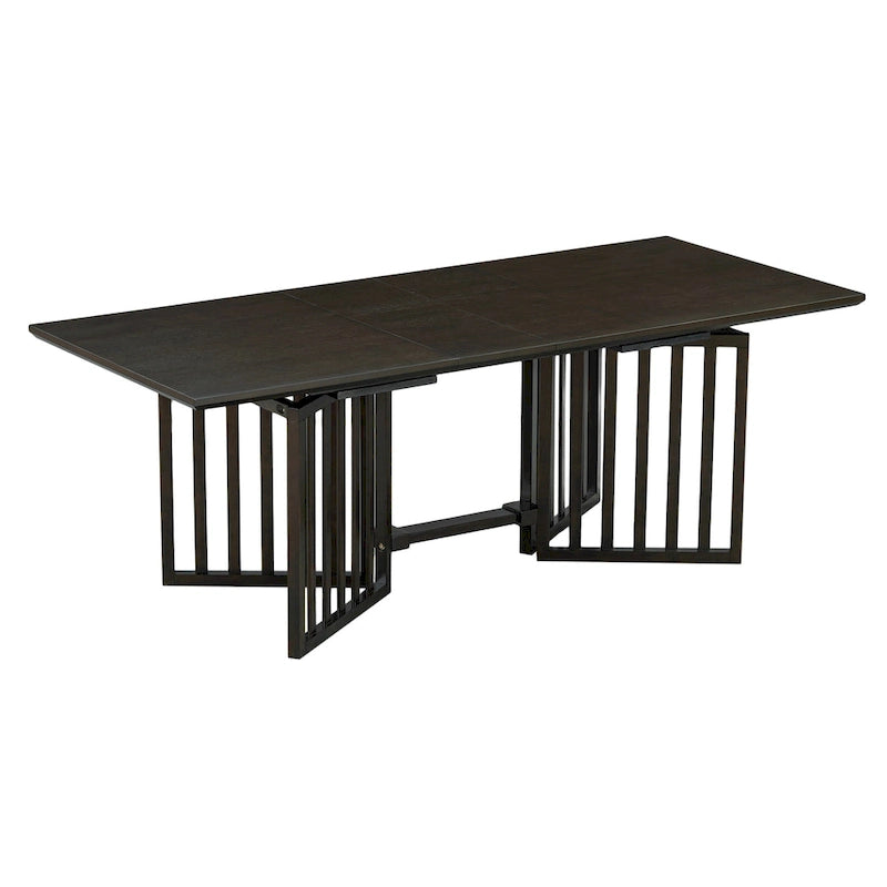 Ensemble de salle à manger de style ferme en bois extensible de 9 pièces avec 2 rallonges amovibles et 8 chaises rembourrées