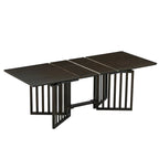 Ensemble de salle à manger de style ferme en bois extensible de 9 pièces avec 2 rallonges amovibles et 8 chaises rembourrées