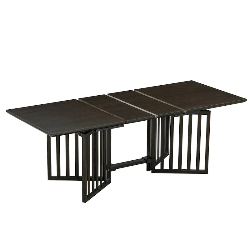 Ensemble de salle à manger de style ferme en bois extensible de 9 pièces avec 2 rallonges amovibles et 8 chaises rembourrées