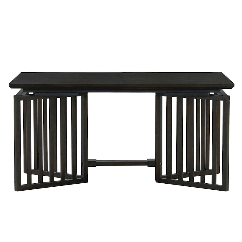 Ensemble de salle à manger de style ferme en bois extensible de 9 pièces avec 2 rallonges amovibles et 8 chaises rembourrées