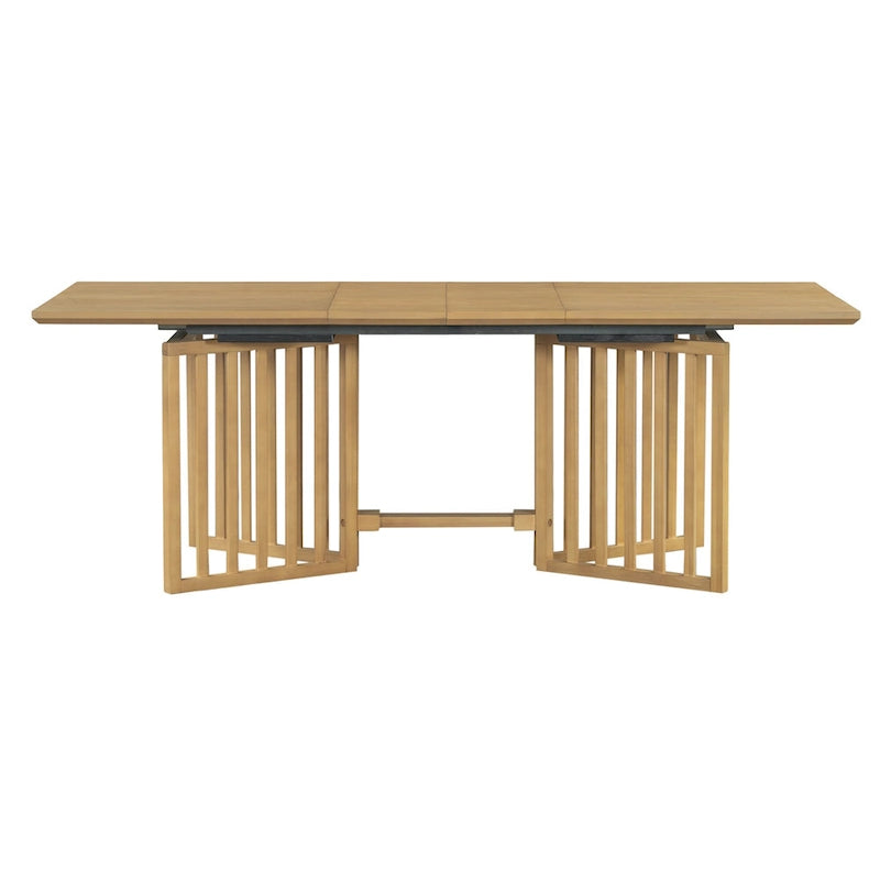 Ensemble de salle à manger de style ferme en bois extensible de 9 pièces avec 2 rallonges amovibles et 8 chaises rembourrées