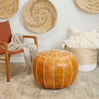 Pouf bohème en cuir