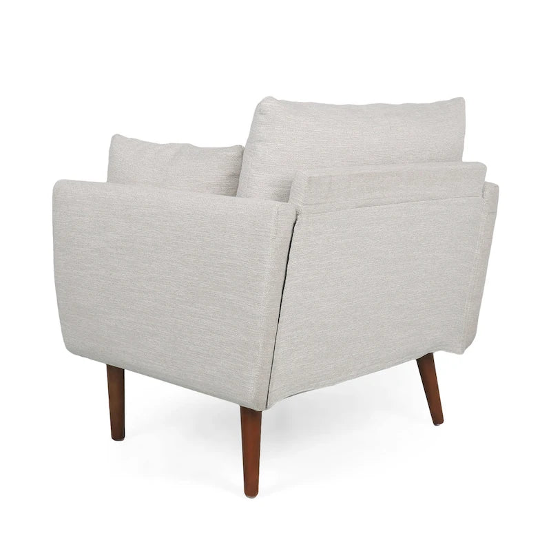 Fauteuil Club Rembourré avec 2 Coussins Décoratifs Amovibles et Pieds Effilés en Bois de Bouleau