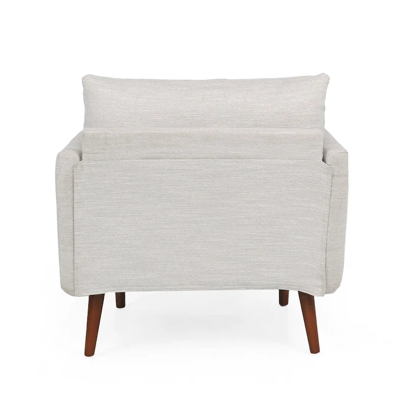 Fauteuil Club Rembourré avec 2 Coussins Décoratifs Amovibles et Pieds Effilés en Bois de Bouleau