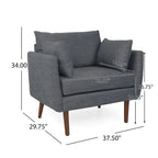 Fauteuil Club Rembourré avec 2 Coussins Décoratifs Amovibles et Pieds Effilés en Bois de Bouleau