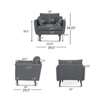 Fauteuil Club Rembourré avec 2 Coussins Décoratifs Amovibles et Pieds Effilés en Bois de Bouleau