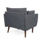 Fauteuil Club Rembourré avec 2 Coussins Décoratifs Amovibles et Pieds Effilés en Bois de Bouleau