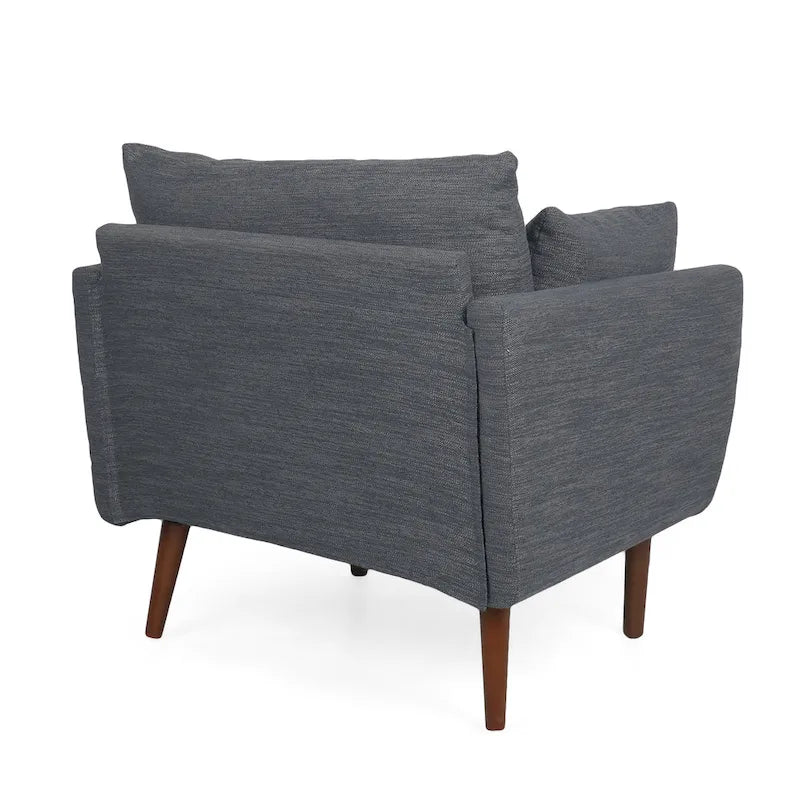 Fauteuil Club Rembourré avec 2 Coussins Décoratifs Amovibles et Pieds Effilés en Bois de Bouleau