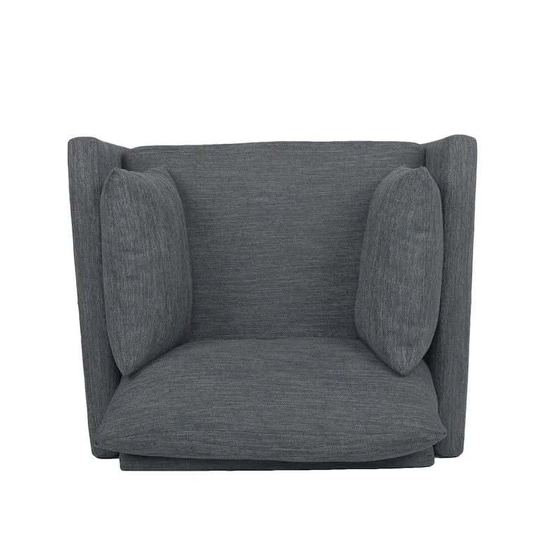 Fauteuil Club Rembourré avec 2 Coussins Décoratifs Amovibles et Pieds Effilés en Bois de Bouleau