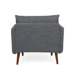 Fauteuil Club Rembourré avec 2 Coussins Décoratifs Amovibles et Pieds Effilés en Bois de Bouleau