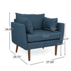 Fauteuil Club Rembourré avec 2 Coussins Décoratifs Amovibles et Pieds Effilés en Bois de Bouleau
