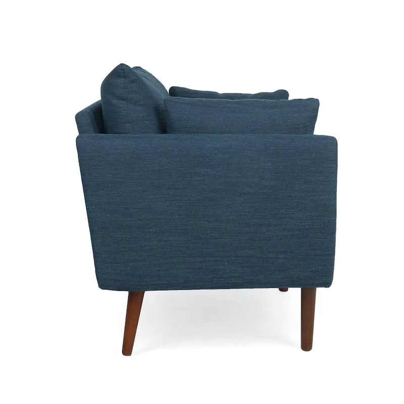 Fauteuil Club Rembourré avec 2 Coussins Décoratifs Amovibles et Pieds Effilés en Bois de Bouleau