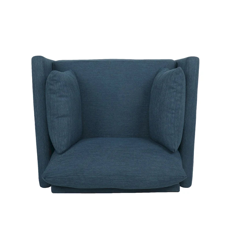 Fauteuil Club Rembourré avec 2 Coussins Décoratifs Amovibles et Pieds Effilés en Bois de Bouleau