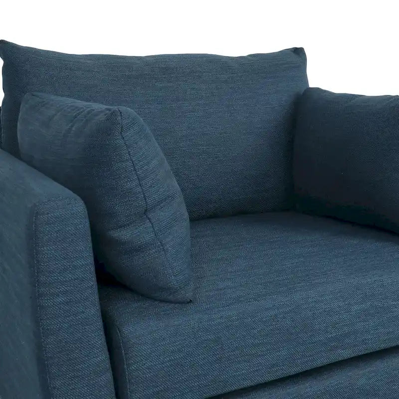 Fauteuil Club Rembourré avec 2 Coussins Décoratifs Amovibles et Pieds Effilés en Bois de Bouleau