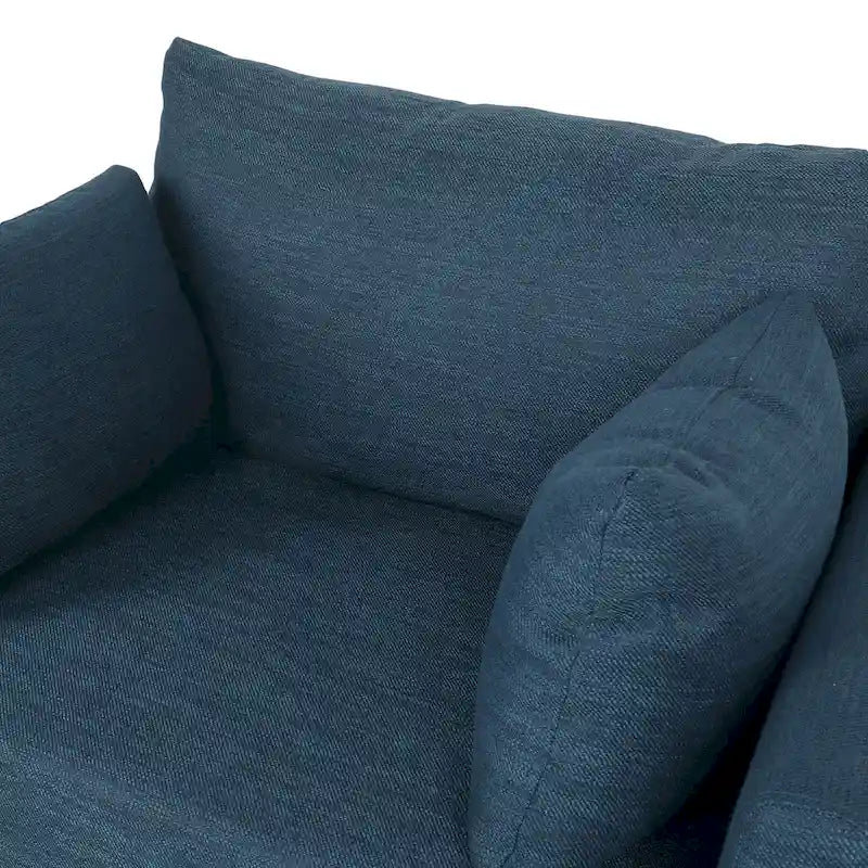 Fauteuil Club Rembourré avec 2 Coussins Décoratifs Amovibles et Pieds Effilés en Bois de Bouleau