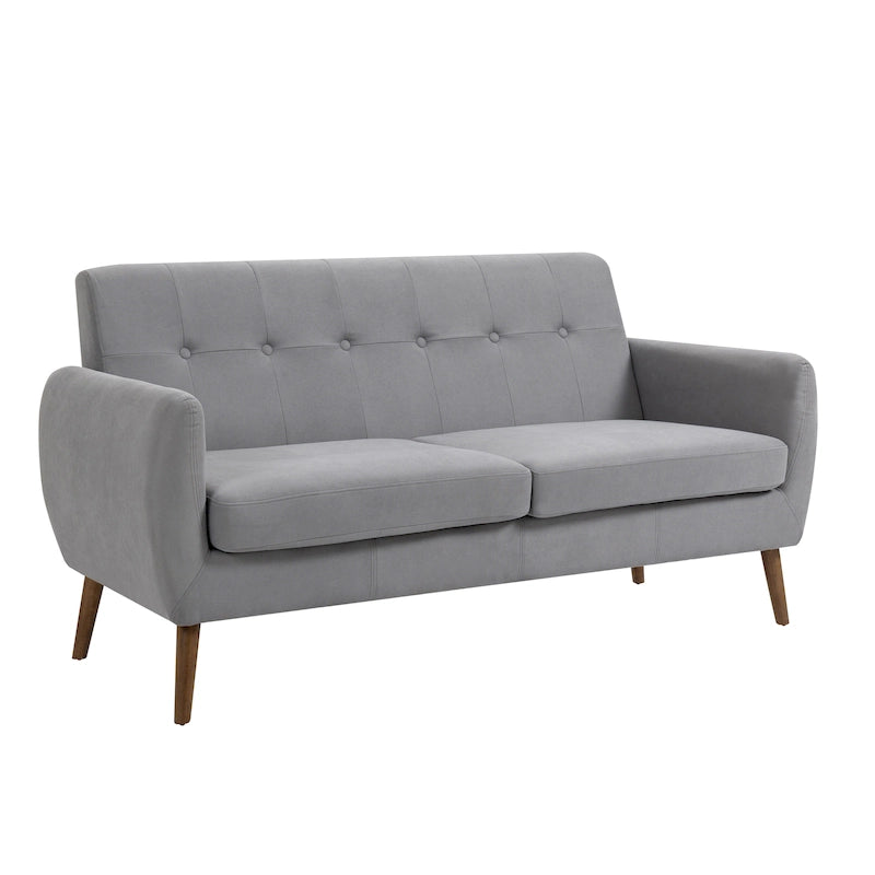 Canapé compact Rya, tissu, bois d'hévéa