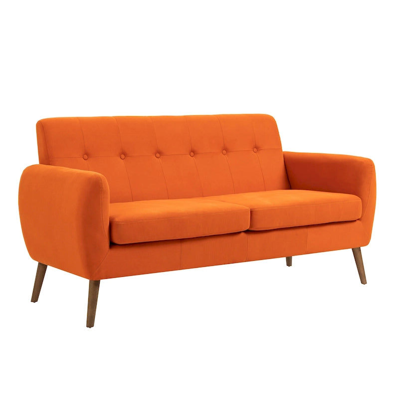 Canapé compact Rya, tissu, bois d'hévéa