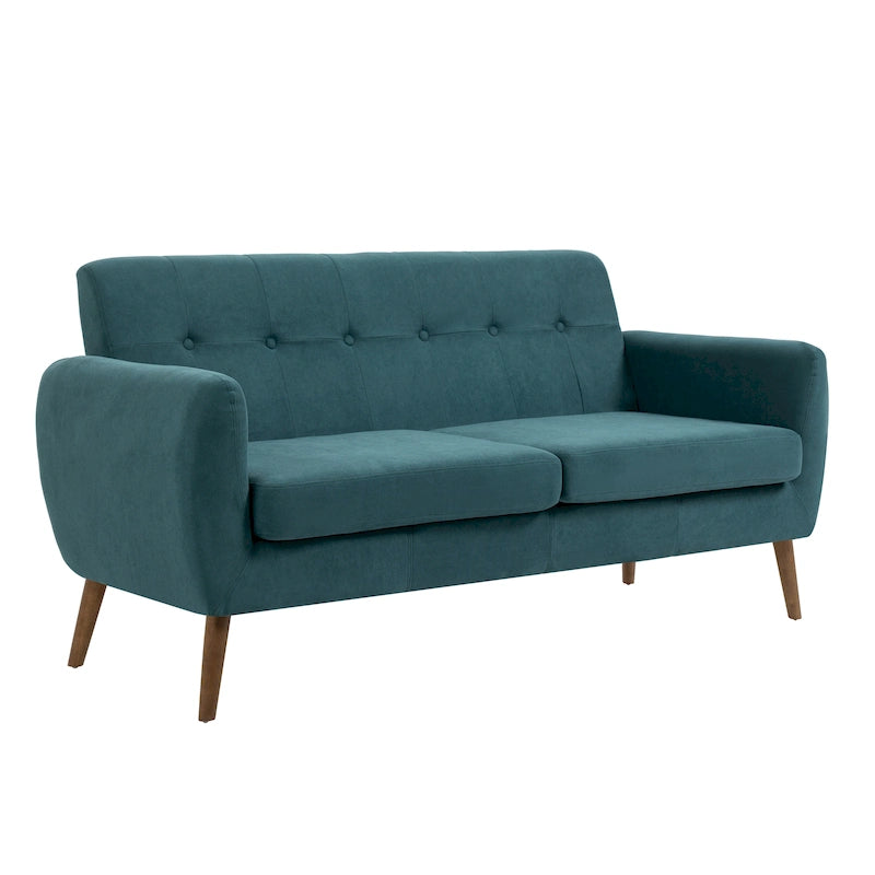 Canapé compact Rya, tissu, bois d'hévéa