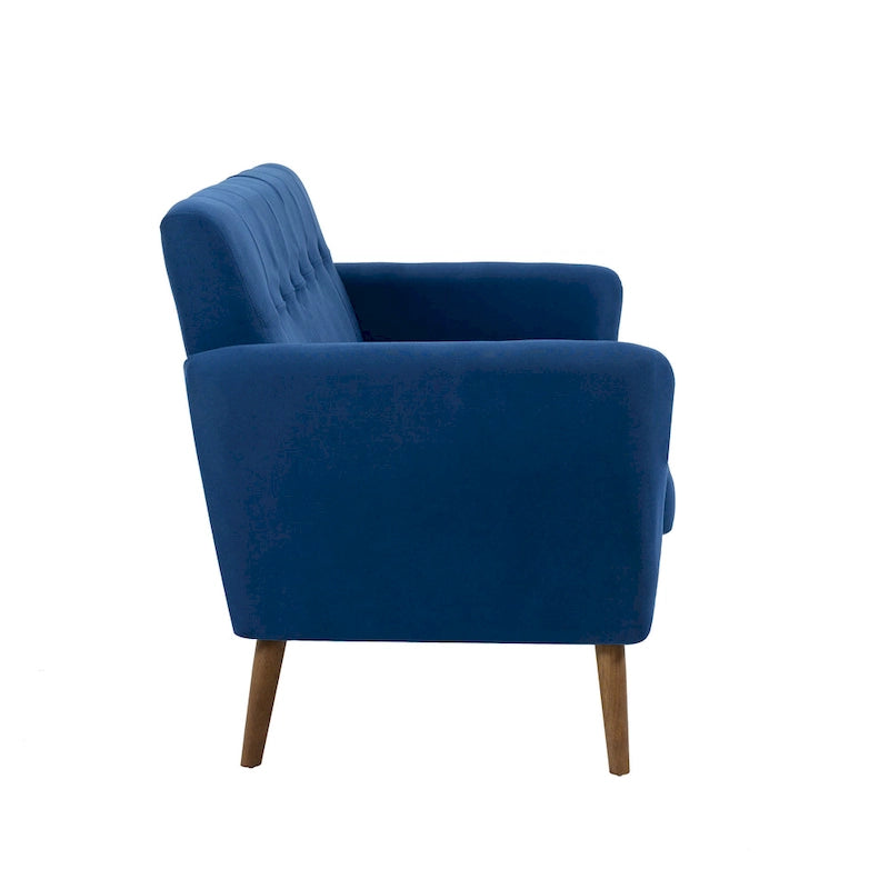Canapé compact Rya, tissu, bois d'hévéa