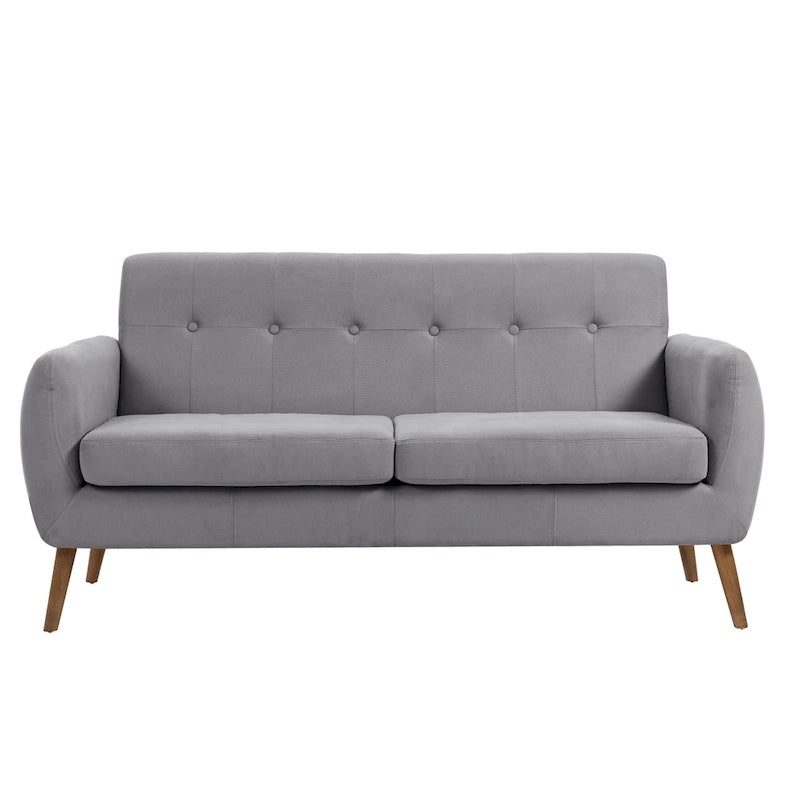 Canapé compact Rya, tissu, bois d'hévéa