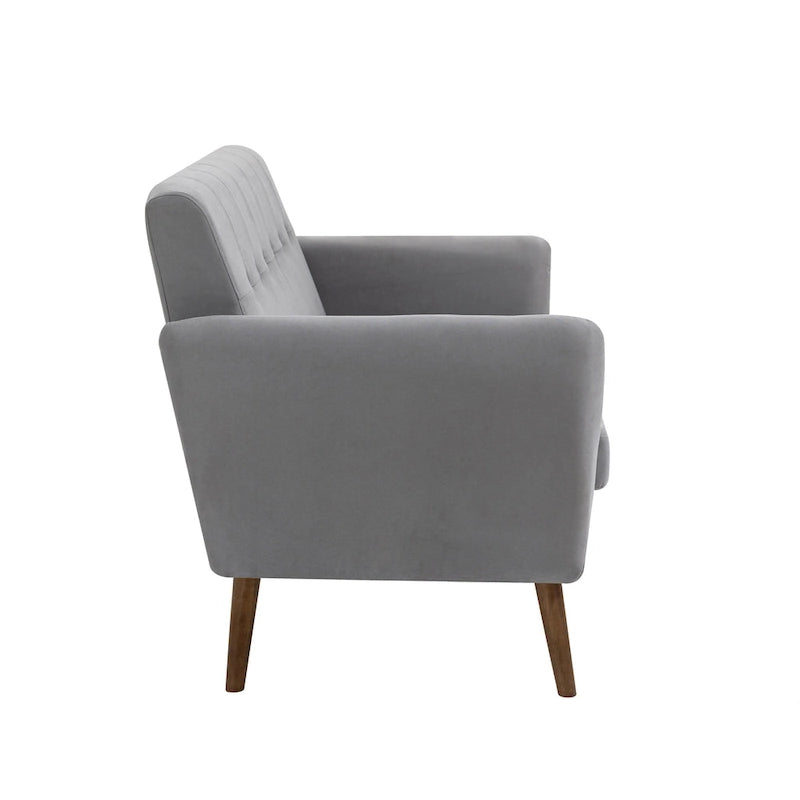 Canapé compact Rya, tissu, bois d'hévéa