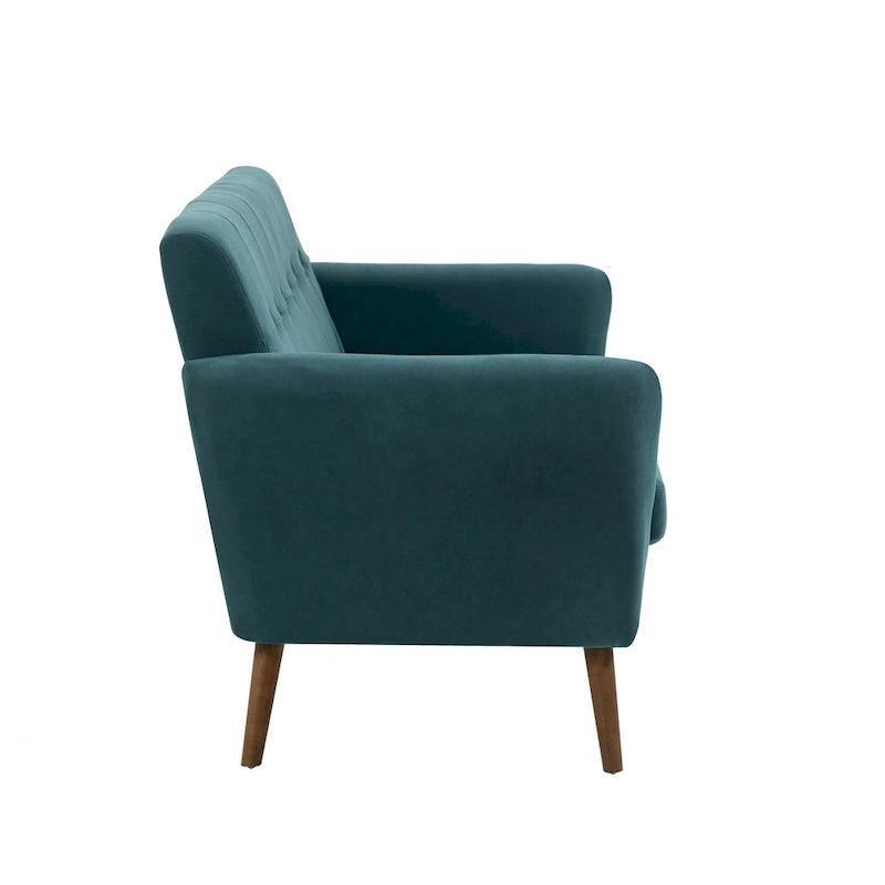 Canapé compact Rya, tissu, bois d'hévéa