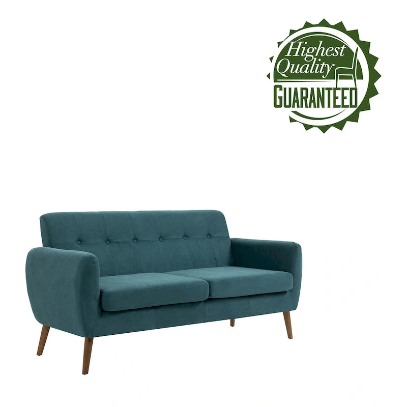 Canapé compact Rya, tissu, bois d'hévéa