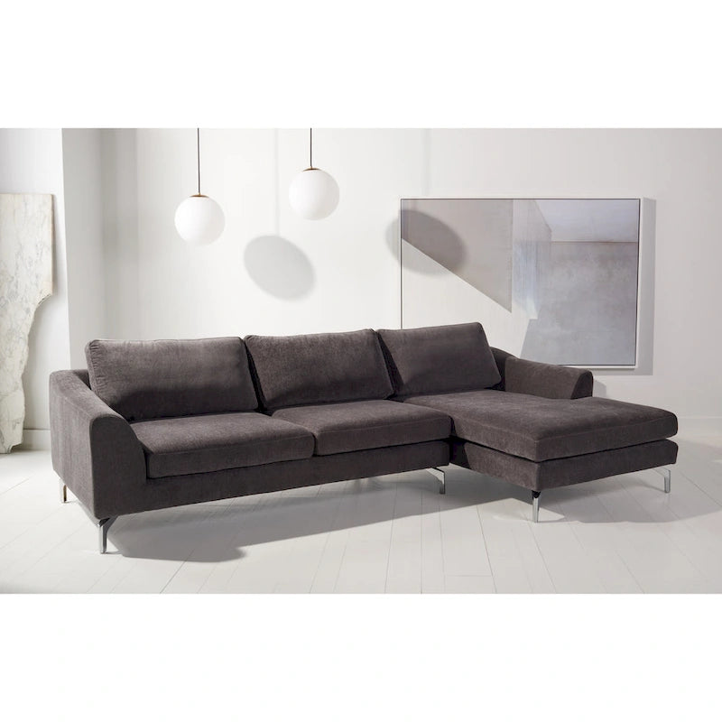 Canapé en velours gris anthracite Couture Nicholsen