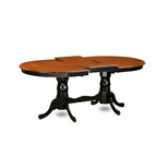 Ensemble de salle à manger ovale en bois dur avec rallonge papillon et chaises en bois – Noir et cerisier (5, 7 ou 9 pièces)