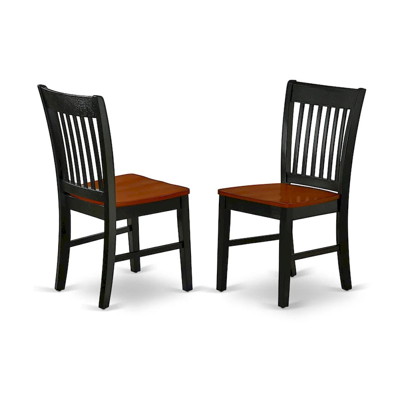 Ensemble de salle à manger ovale en bois dur avec rallonge papillon et chaises en bois – Noir et cerisier (5, 7 ou 9 pièces)