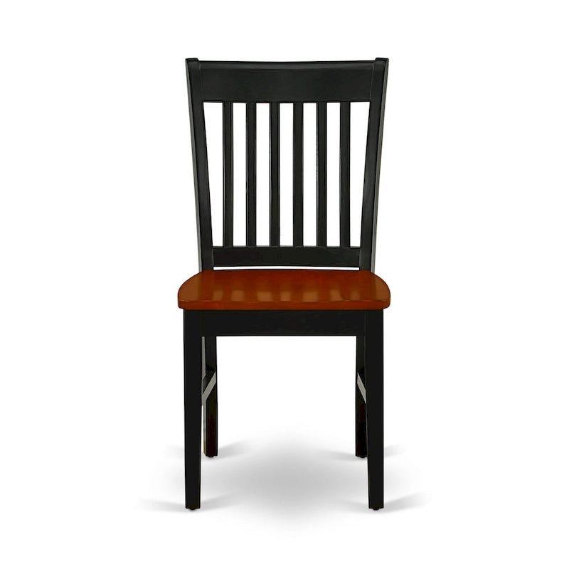Ensemble de salle à manger ovale en bois dur avec rallonge papillon et chaises en bois – Noir et cerisier (5, 7 ou 9 pièces)