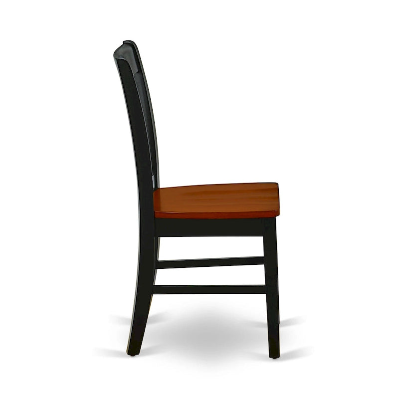 Ensemble de salle à manger ovale en bois dur avec rallonge papillon et chaises en bois – Noir et cerisier (5, 7 ou 9 pièces)