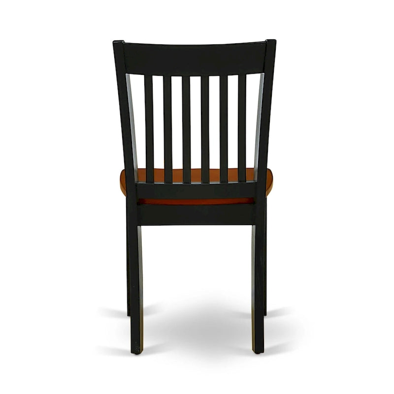 Ensemble de salle à manger ovale en bois dur avec rallonge papillon et chaises en bois – Noir et cerisier (5, 7 ou 9 pièces)