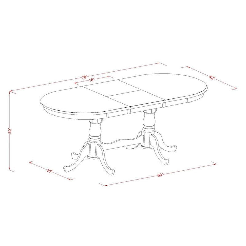 Ensemble de salle à manger ovale en bois dur avec rallonge papillon et chaises en bois – Noir et cerisier (5, 7 ou 9 pièces)
