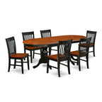 Ensemble de salle à manger ovale en bois dur avec rallonge papillon et chaises en bois – Noir et cerisier (5, 7 ou 9 pièces)