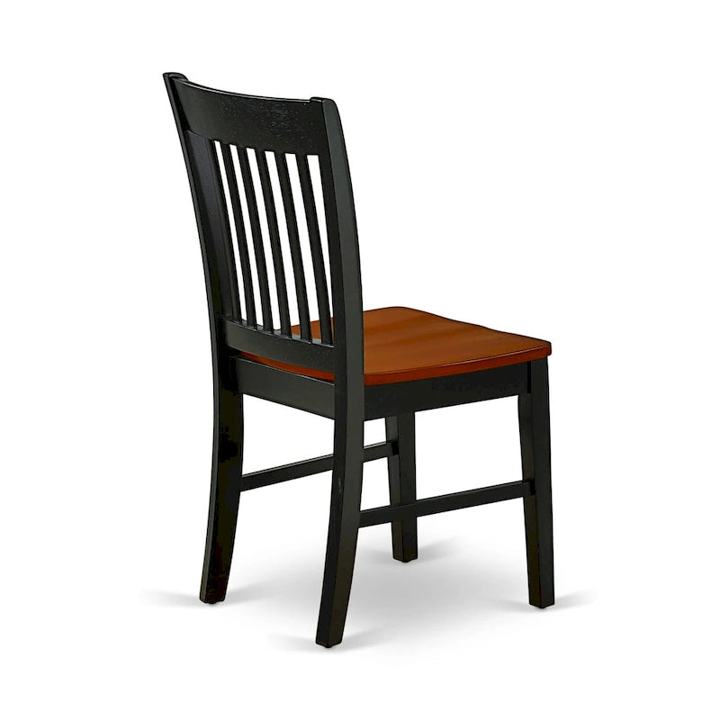 Ensemble de salle à manger ovale en bois dur avec rallonge papillon et chaises en bois – Noir et cerisier (5, 7 ou 9 pièces)