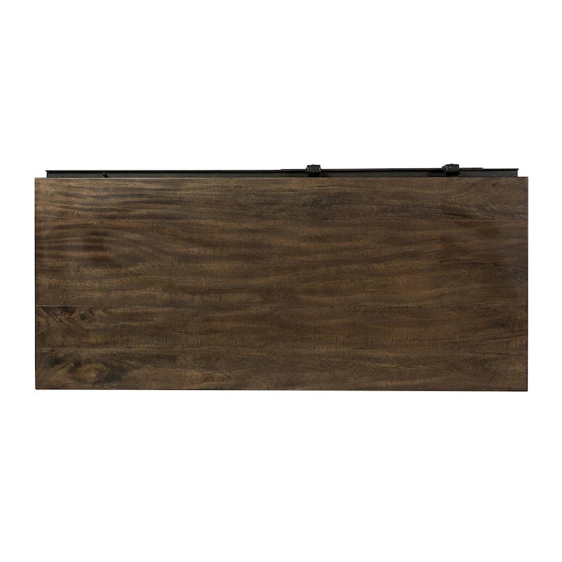 Commode à portes coulissantes avec 4 étagères réglables et tiroirs à queue d'aronde – Finition gris roche battue (112 cm L x 155 cm H)