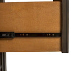 Commode à portes coulissantes avec 4 étagères réglables et tiroirs à queue d'aronde – Finition gris roche battue (112 cm L x 155 cm H)