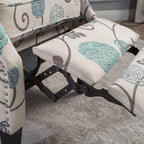 Fauteuil inclinable à dossier haut avec revêtement en polyester à motif floral – Clous décoratifs et pieds en bois de bouleau