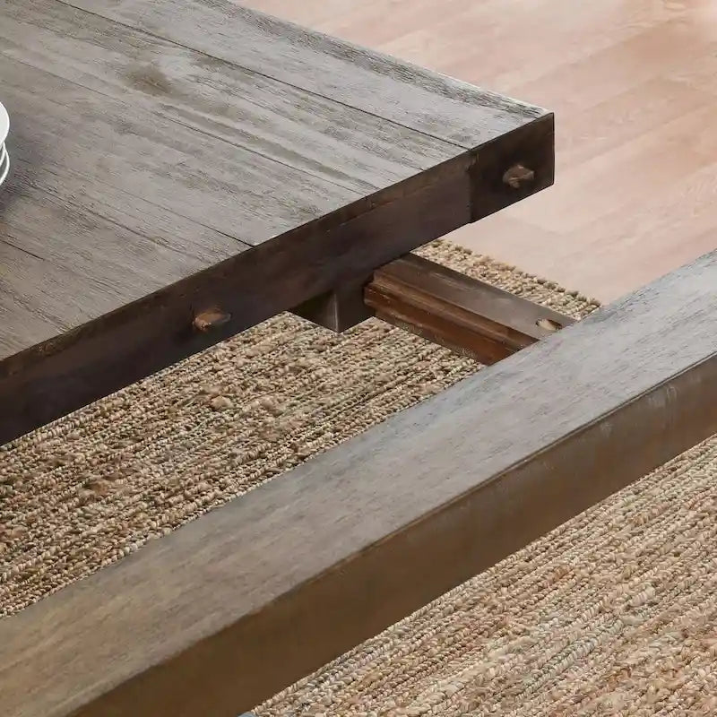 Table à manger extensible en pin recyclé – Peut accueillir jusqu'à 10 personnes, style rustique et campagnard (84-114")