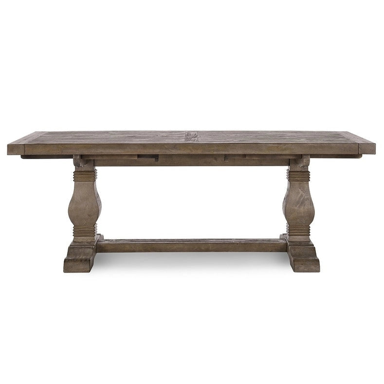 Table à manger extensible en pin recyclé – Peut accueillir jusqu'à 10 personnes, style rustique et campagnard (84-114")