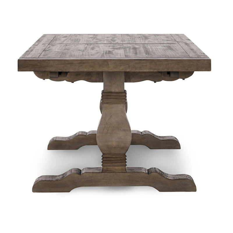 Table à manger extensible en pin recyclé – Peut accueillir jusqu'à 10 personnes, style rustique et campagnard (84-114")