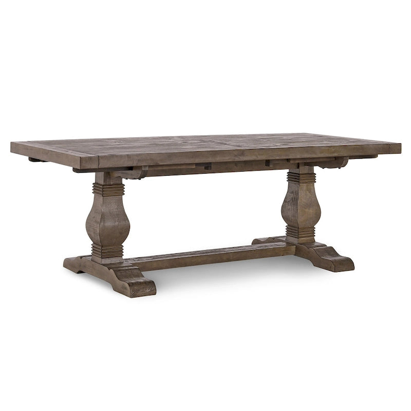 Table à manger extensible en pin recyclé – Peut accueillir jusqu'à 10 personnes, style rustique et campagnard (84-114")