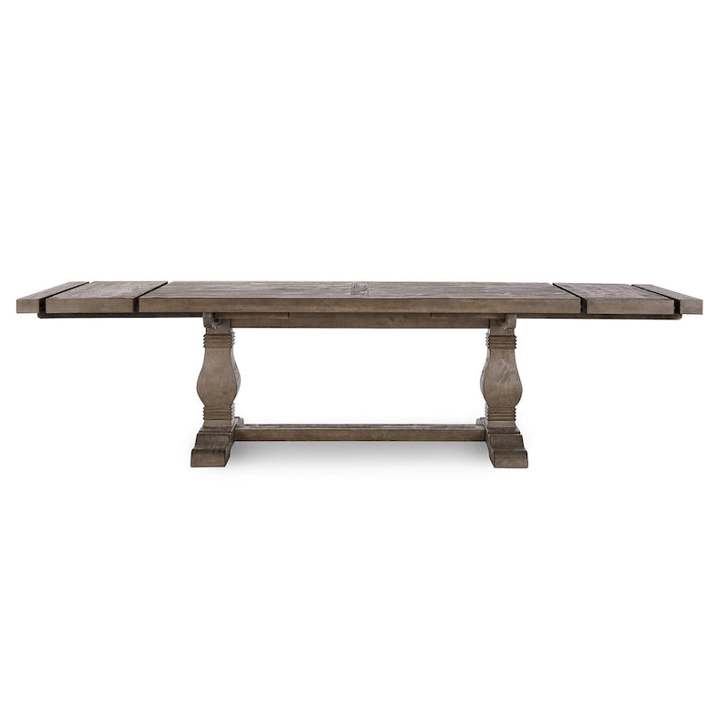 Table à manger extensible en pin recyclé – Peut accueillir jusqu'à 10 personnes, style rustique et campagnard (84-114")