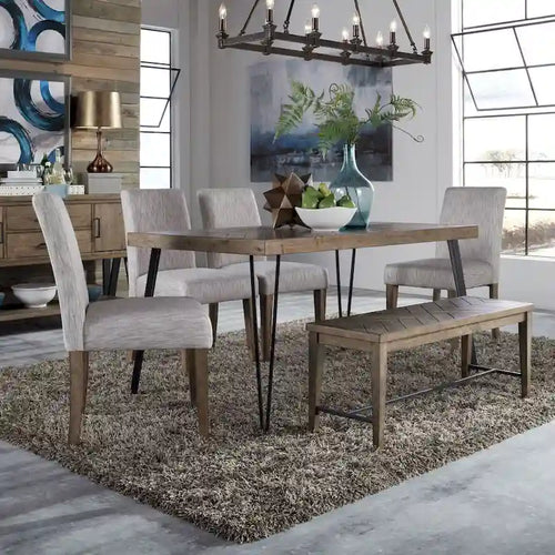 Horizons Rustic Caramel with Sawmark Distressing 6 Piece Rectangular Table Set