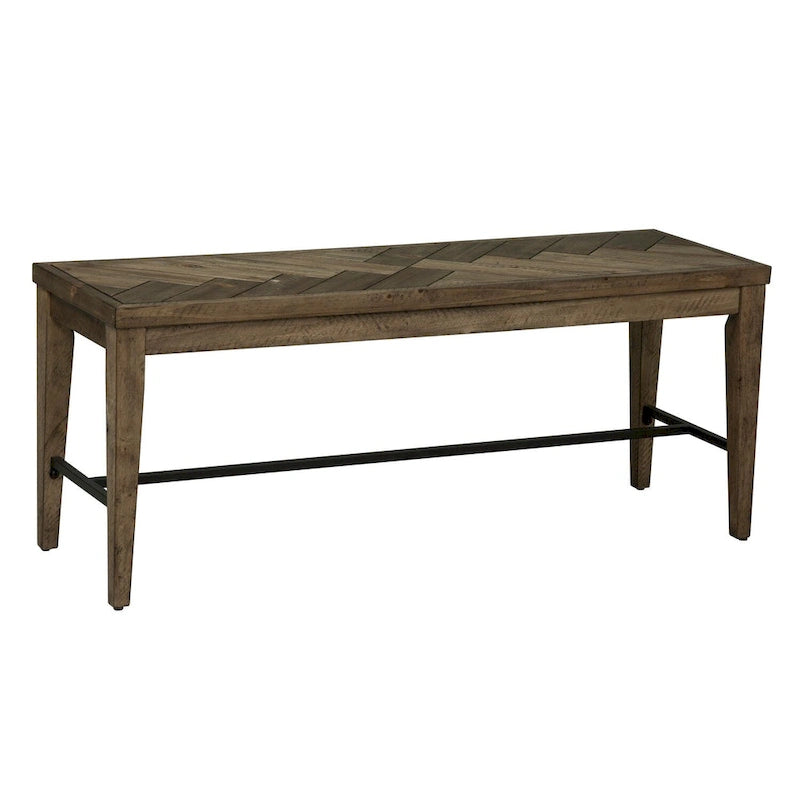 Salle à manger rustique 6 pièces Caramel – Table à chevrons, 4 chaises rembourrées et banc (152 x 89 cm)