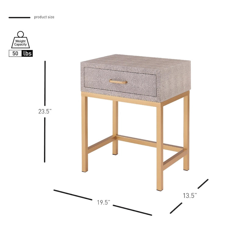 Table d'appoint à 1 tiroir Durham Faux Shagreen